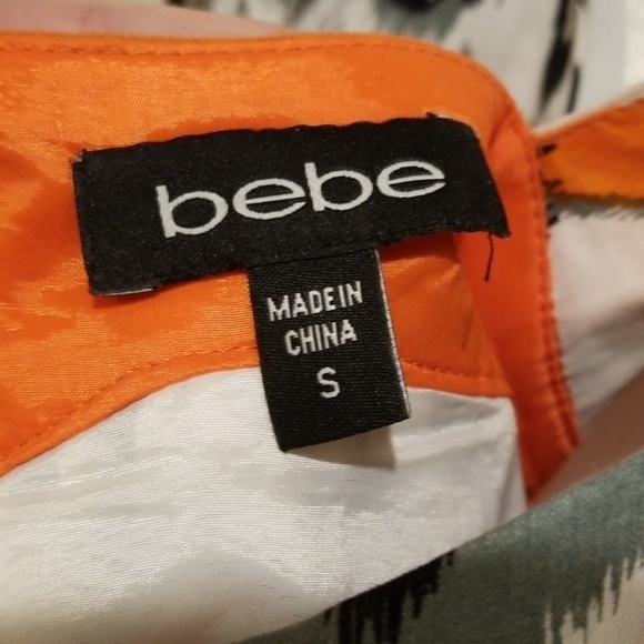 💕BEBE💕 Orange & Black Pattern Mini Dress - Picture 5 of 5